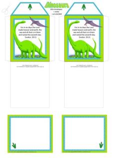 Dinosaur free printable mini envelopes + tiny note cards A4