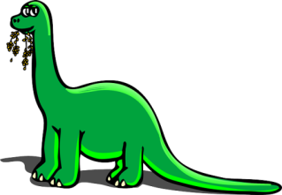 dinosaur eating green plant