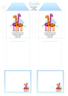 Giraffe free printable mini envelopes + note cards for kids A4