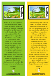 Beatitudes free printable bookmarks with Bible verse for kids - yellow / green