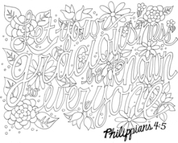 FREE Scripture Doodle colouring page for kids; Philippians 4:5