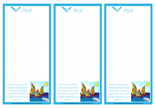 Happy Sail Boats FREE printable Bible To Do List for kids A4