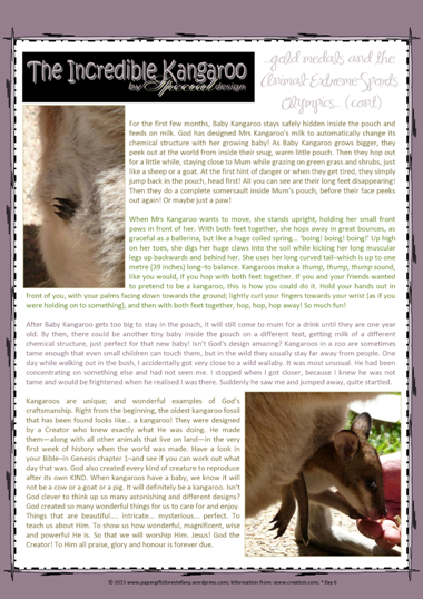 Kangaroo Free Printable Article for Kids from a Biblical perspective (page 2)