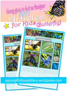 Butterfly article for kids giving glory to God as designer; free printable
