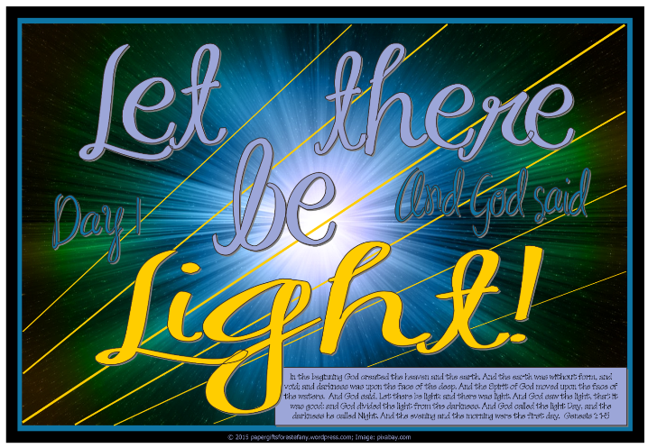 Let there be light - Creation Day 1 free printable Bible poster for kids