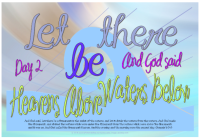 Let there be heavens above, waters below - Creation Day 2 free printable Bible poster for kids