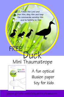 FREE Momma Duck and Cute Little Ducklings Mini Thaumatrope optical illusion spinning paper toy for kids; free printable