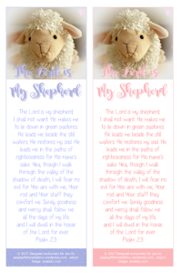 Psalm 23; Shepherd's Psalm; Bible Bookmark for younger children; free printable