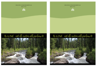 FREE Bible Note Cards; He is Lord and all creation will proclaim it; forest / water scene; free printable
