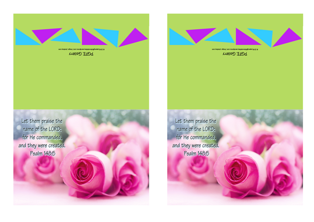 FREE Bible note cards with Bible verse from Psalm 148:5; pink roses on lime green background; free printable