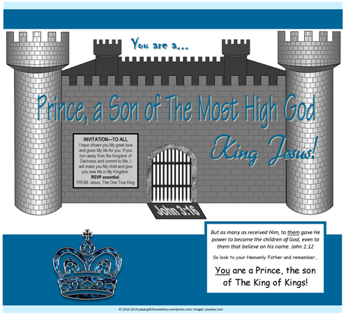 PGFE Prince of the King FREE Article for kids; free printable
