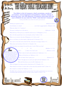 Bible Treasure Theme for kids; fill in the blank worksheet from Bible verses; free printable