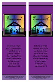 FREE Christmas Nativity bookmark with Bible verse from Matthew 1:23; free printable