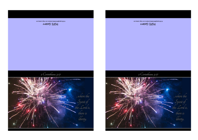 FREE Bible Note Cards; Fireworks with Bible verse from 2 Corinthians 3:17; free printable