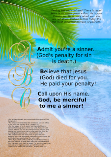 FREE ABCs of Salvation poster; tropical beach; free printable
