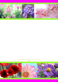 FREE Flower stationery with Bible verse from Isaiah 40:8; bright pink, lime, white background; free printable