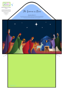 Christmas Nativity Manger Scene mini diorama in an envelope craft with Bible verse from Matthew 2:1-2; free printable